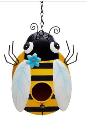 Bird Feeder w/Light Blue Wings,Tin design,& Just add food…. Never Used
